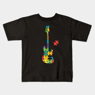 Color Puzzle Bass Guitar Silhouette Kids T-Shirt